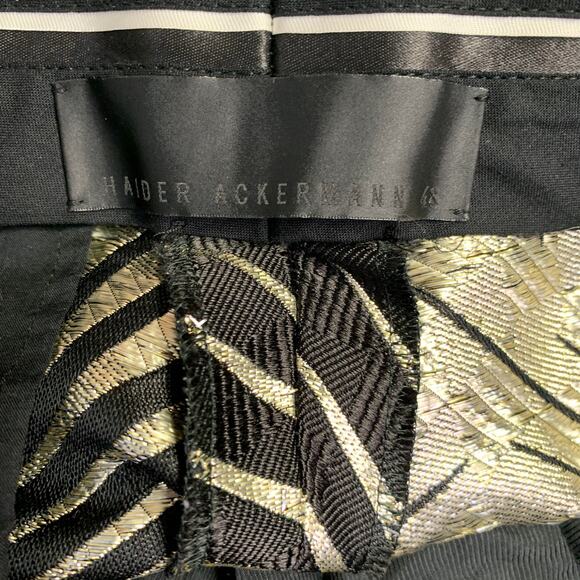 Size 32 Black Gold Jacquard Silk Blend Sunburst Cropped Casual Pants - Picture 11 of 13